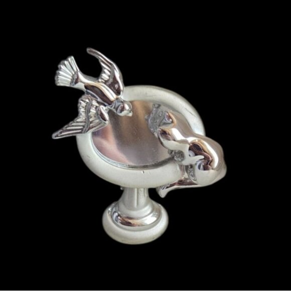 RETRO Danecraft Cat & Bird Mirrored Birdbath Brooch collectible jewelry kitten - Picture 3 of 6